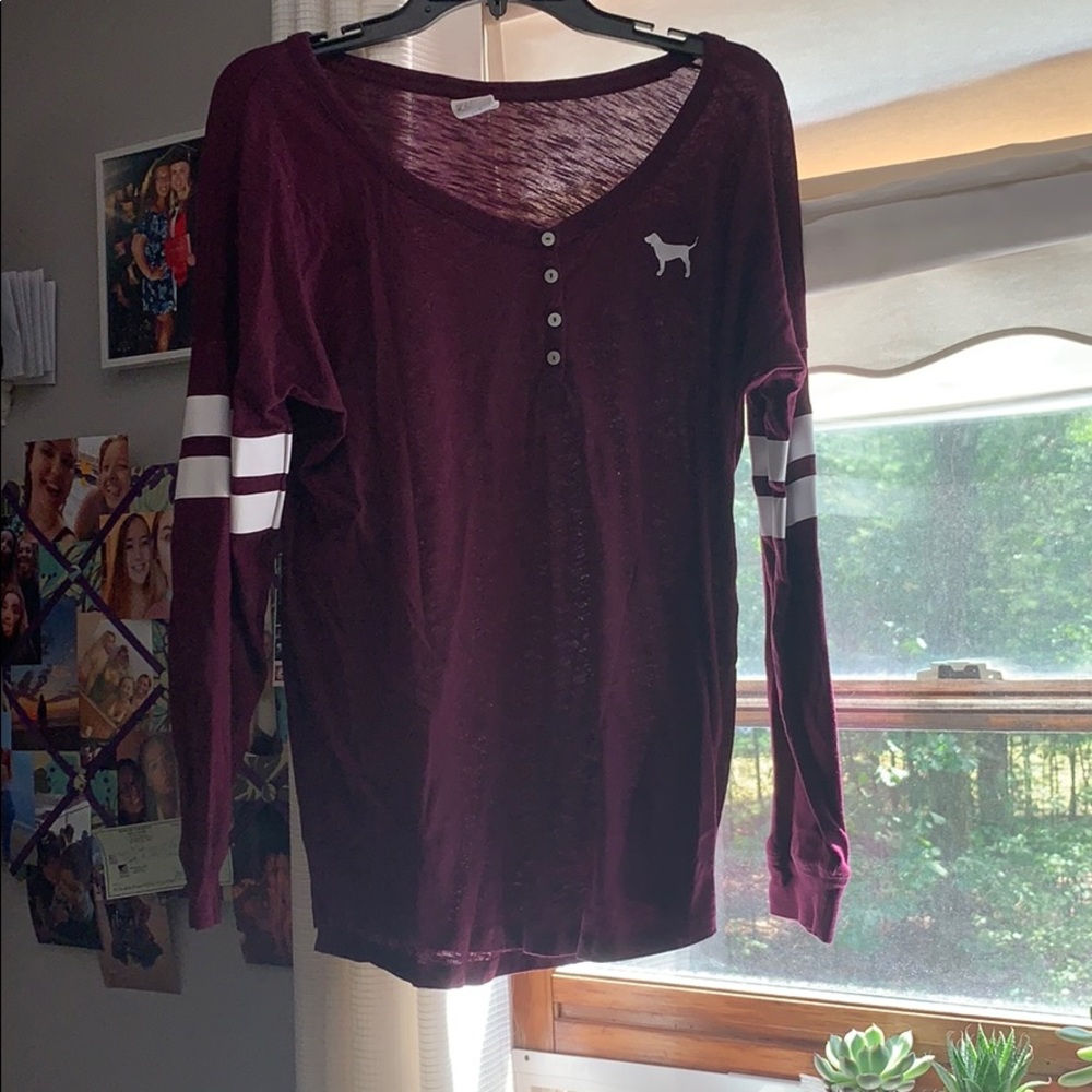 pink by victoria secret maroon long sleeve